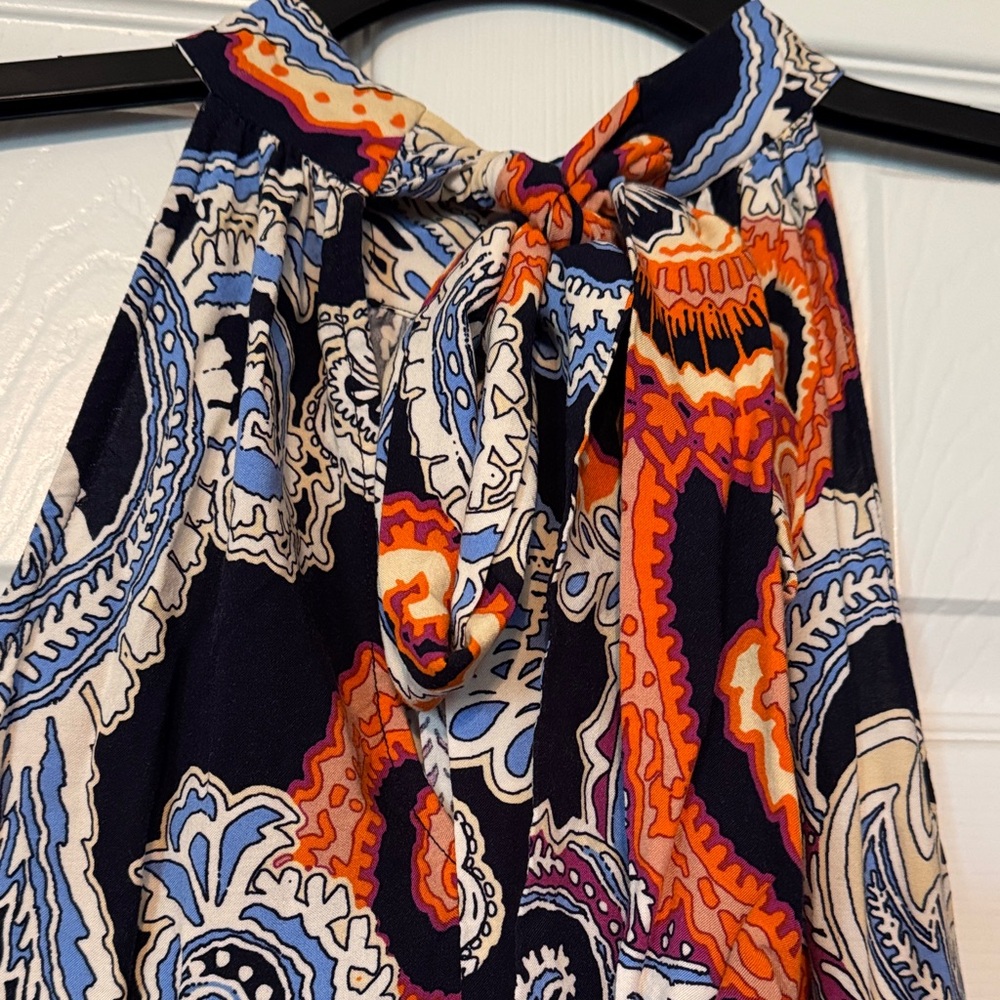 NWT MSK Paisley Halter Maxi Dress with Orange Accents - Picture 5 of 7